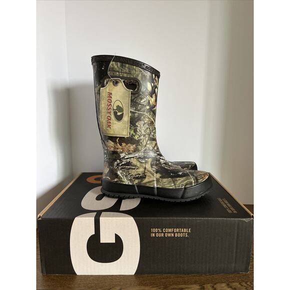 BOGS Rainboot Plush Mossy Oak w/ Handles Kids s4 Waterproof